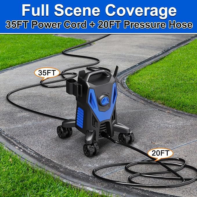 5000PSI PowerWasher with 4 Quick Connect Nozzles, Foam Cannon for Car, Lane, Patio Cleaning