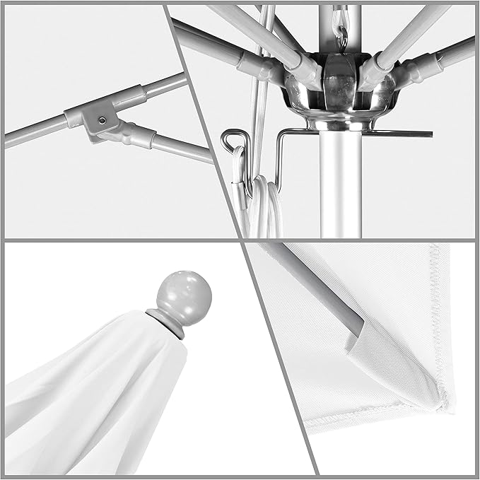 California Umbrella 7.5' Rd. Venture Series Contract Grade Patio Umbrella, Push Open Pin Stop, Silver Finish, Sunbrella Spectrum Cilantro