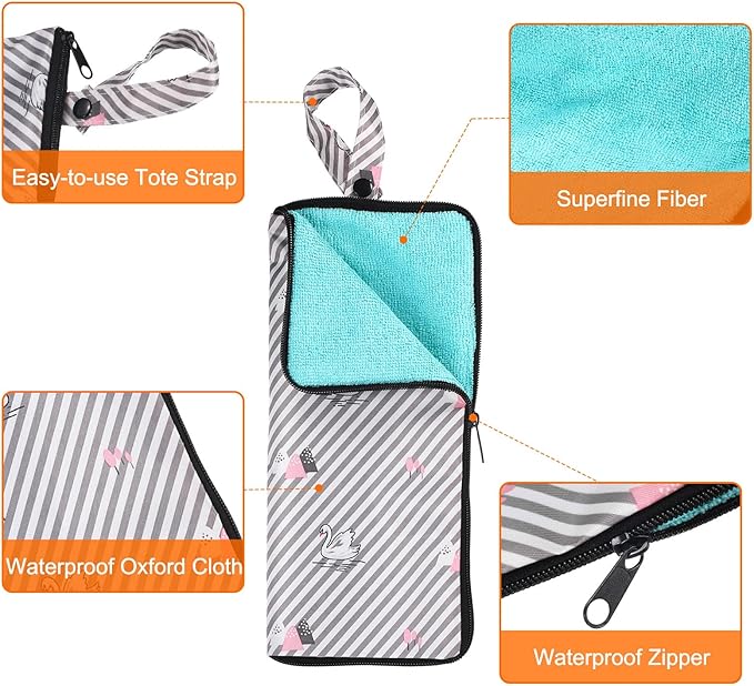 HARFINGTON 2pcs Wet Umbrellas Bag 4.9" x 11" Superfine Fiber Strong Water Absorption Umbrella Case Cover Portable Waterproof Case for Storage Travel Home Outdoor, Gray