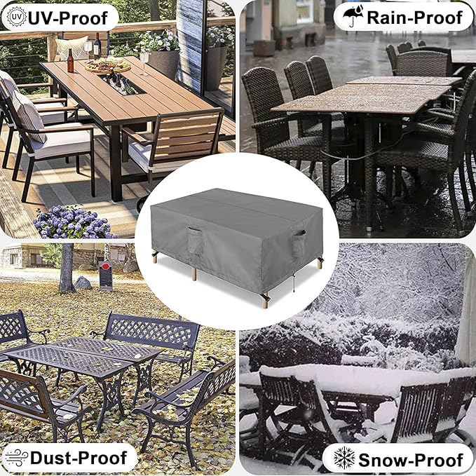 OutdoorLines Outdoor Waterproof Patio Table Furniture Set Covers - Square Couch Sectional Cover Outside Weatherproof Patio Furniture Covering for Deck, Lawn and Backyard 84" L x 84" W x 28" H, Grey
