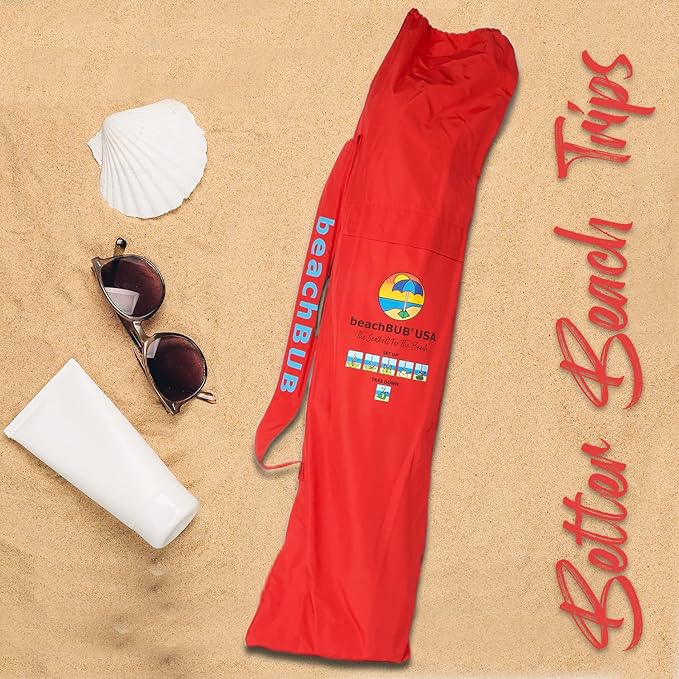 BEACHBUB Beach Umbrella Bag - Waterproof & Foldable Beach Bag for Umbrellas with Wide Padded Shoulder Strap & Molded Carry Handle