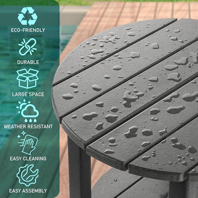 FUNBERRY Outdoor Adirondack Side Table Set of 2, Patio End Tables | 2-Tier, HDPE All Weather, No Rot or Rust or Crack, UV Fade Shield, Save Space, Easy-Clean for Indoor or Outdoor