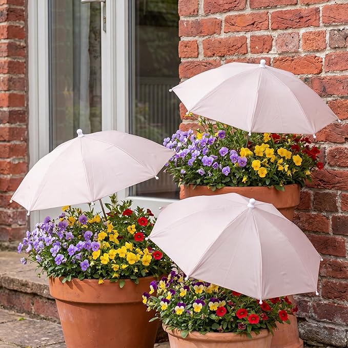3 Pack Plant Umbrellas for Outdoor Plants Clear Transparent Plant Shade Umbrellas 23.6 Inch with Straight Pole for Potted Plants Seedlings Flowers Garden Beds