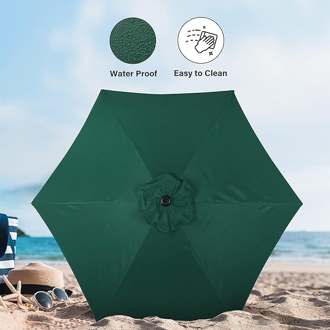 Simple Deluxe 2 Pack 9FT Outdoor Patio Umbrella Table Market Umbrella with Push Button Tilt and Crank, 8 Sturdy Ribs, UV Protection Waterproof for Garden, Lawn, Deck, Backyard, Pool, Green