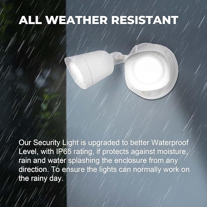 2 Pack LED Flood Lights Outdoor, 16W 1900LM 5000K Daylight, IP65 Waterproof Security Lights with 2 Adjustable Heads, Exterior Wall Light for Patio, Garage, Yard(White-2P)
