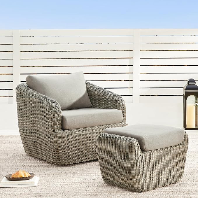 CHITA 8 Pieces Patio Wicker Furniture Set, Outdoor Rattan Bistro Set with Removable Thickened Cushions, Fully Assembled