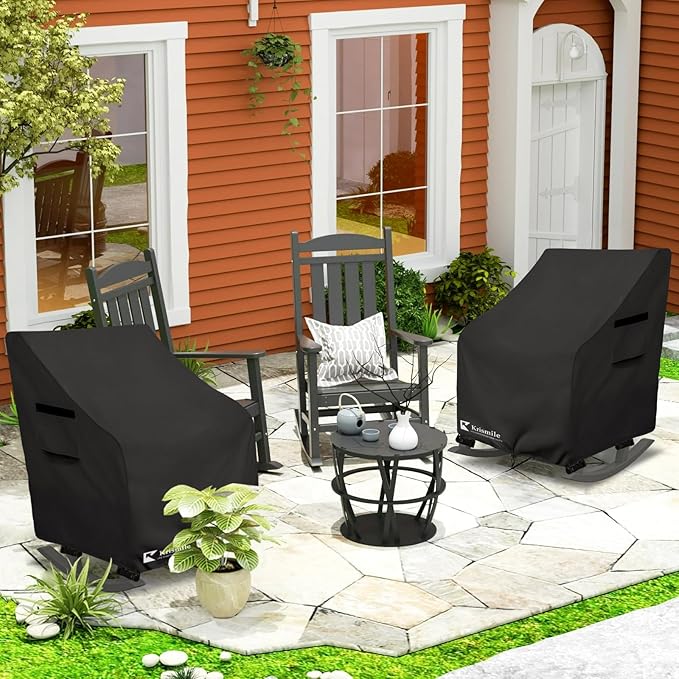 Outdoor Rocking Chair Cover,Heavy Duty 600D Waterproof Patio Rocking Chairs Winter Cover for 27" W x 34" D x 45" H Presidential Rocking Chair,Black