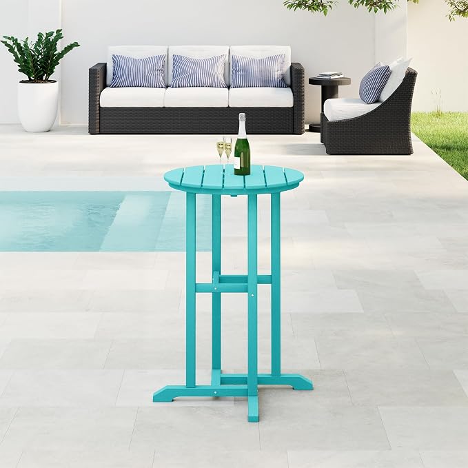 WestinTrends Malibu 37" Counter Height Round Outdoor Patio Bistro Bar Table, Turquoise