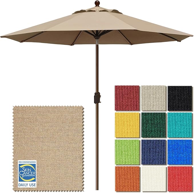 EliteShade USA 10-Year-Non-Fading 9Ft Market Patio Umbrella, UPF 50+ UV Protection Performance Sun Umbrella, Heavy Duty Commercial Grade Outdoor Table Umbrella with Crank & Tilt, Windproof Vented Top for Garden, Pool, Deck and Outdoor Playsets,Heather ...