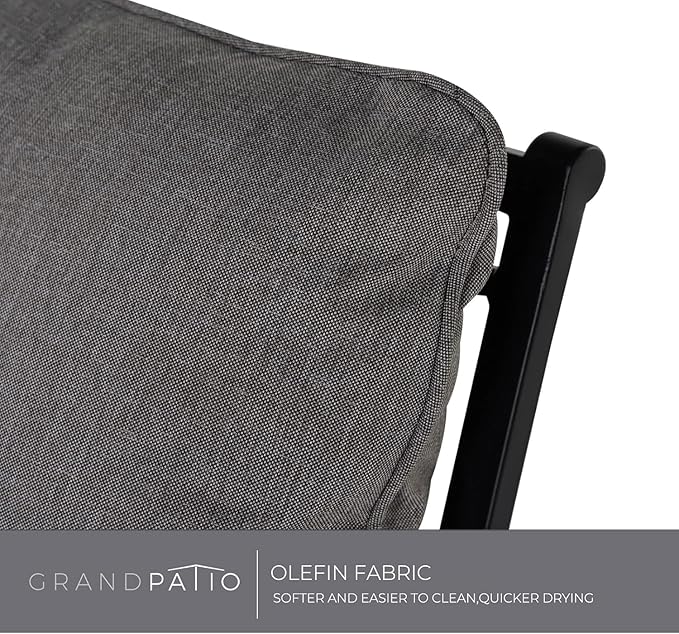 Grand patio 2-Piece Outdoor Dining Chairs Patio Fixed Dining Chair Set of 2 Frame with Removable Grey Olefin Cushions