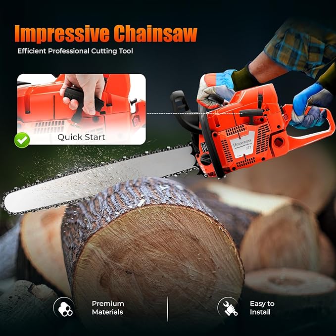 28Inch Gas Chainsaw 71cc 2-Cycle Gasoline Powered Chain Saws, Professional Wood & Tree Cutting Tool with Anti-Vibration Handle, 3.9KW Chainsaws for Forest Wood Garden and Farm Cutting Use
