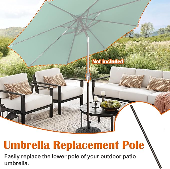 Blissun Umbrella Replacement Lower Pole, Aluminium Patio Umbrella Extension Bottom Pole Replacement with Bullet Buckle, Bronze - Exact Fit Umbrellas Only
