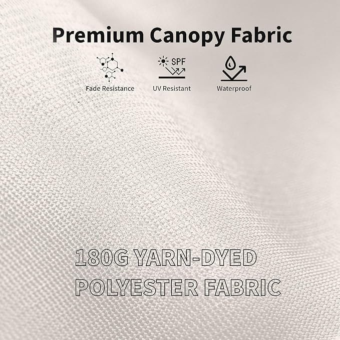 9FT Solar Umbrella 32 LED Lighted Patio Umbrella Table Market Umbrella w/Tilt and Crank, UV-Resistant Outdoor Umbrella for Pool, Garden, Deck, Creamy White