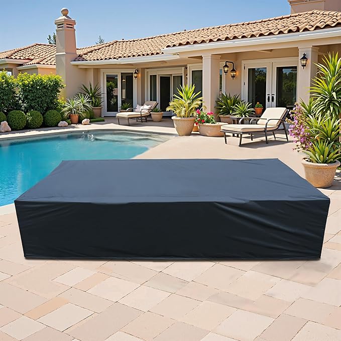 OVIOS Patio Furniture Set Cover Outdoor Sectional Sofa Couch Chair Ottoman Waterproof Covers General Purpose, 126 x 63 x 28 inch, Black