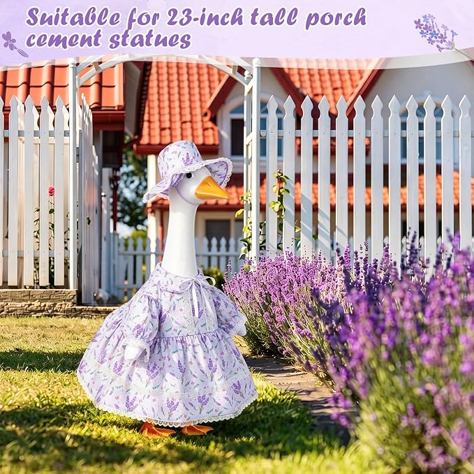 FuWeave Fall Porch Goose Outfit for Lawn Decor | Fits 23"/17" Lawn Plastic/Cement Statue Goose Costume Dress for Front Outdoor Courtyard Garden Patio Yard Decoration