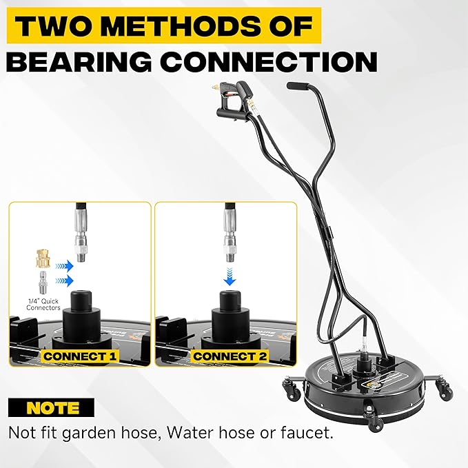 PWACCS 20" Pressure Washer Surface Cleaner, Power Washer Driveway Attachment with 4 Wheels and Dual Handle for Concrete, Patio, Sidewalk, and Deck, Black, 4500 PSI