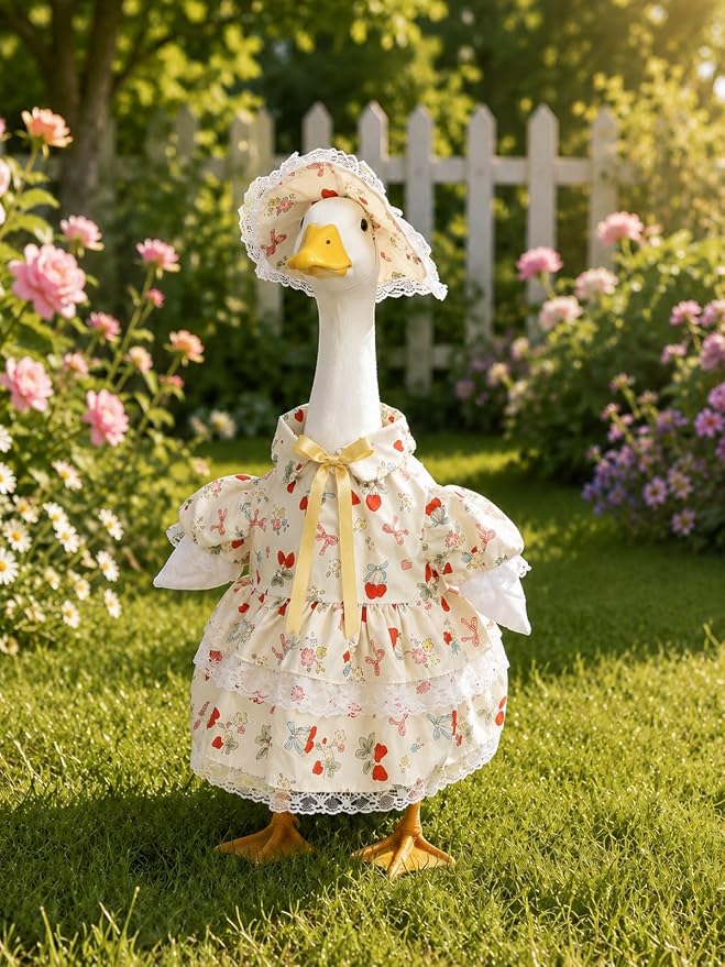 Porch Goose Outfits - 23" /17" Porch Goose Clothes for Lawn Yard (White-D)