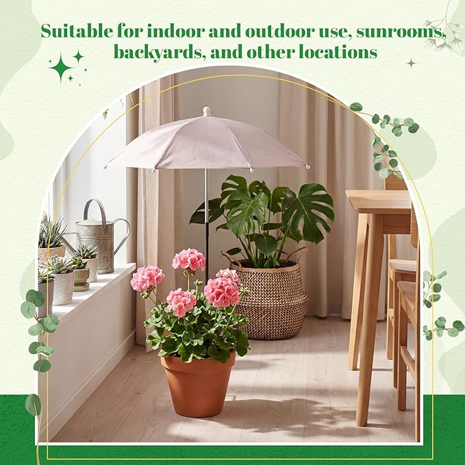 3 Pack Plant Umbrellas for Outdoor Plants Clear Transparent Plant Shade Umbrellas 23.6 Inch with Straight Pole for Potted Plants Seedlings Flowers Garden Beds