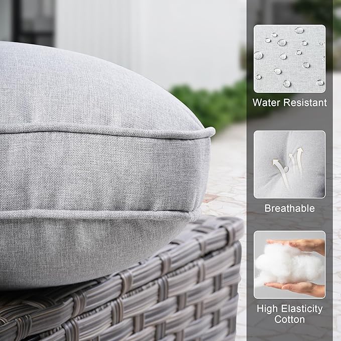 Patio Conversation Set,5 Pieces Wicker Patio Furnitures with Swivel Chair and Coffee Table,All Weather Patio Furniture Set for Garden,Backyard,Poolside and Patio,Grey