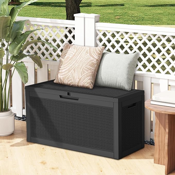 Outdoor Storage Box, 66 Gallon Waterproof Deck Boxes, Large Lockable Pool Storage Bins for Package Delivery, Porch, Garden Tool, Cushion, Patio, Anti-Theft Weatherproof & UV-Resistant Parcel Drop Box