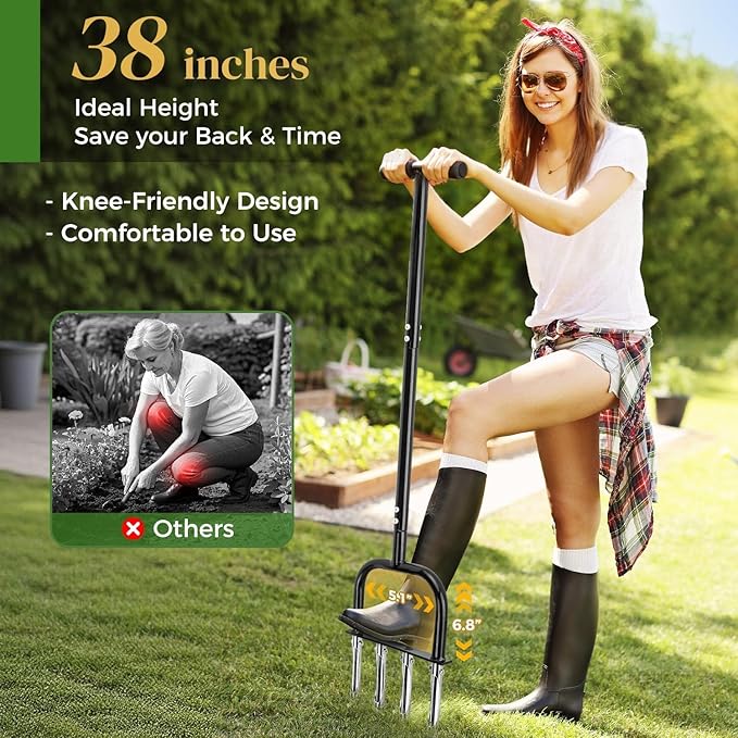 2-in-1 Lawn Aerator & Weeding Tool Set, SnowShovel - Multifunctional Garden Soil Aerator,Weed Remover, and Snow Shovel for SmallLawns, Tight Corners, and Yard Care