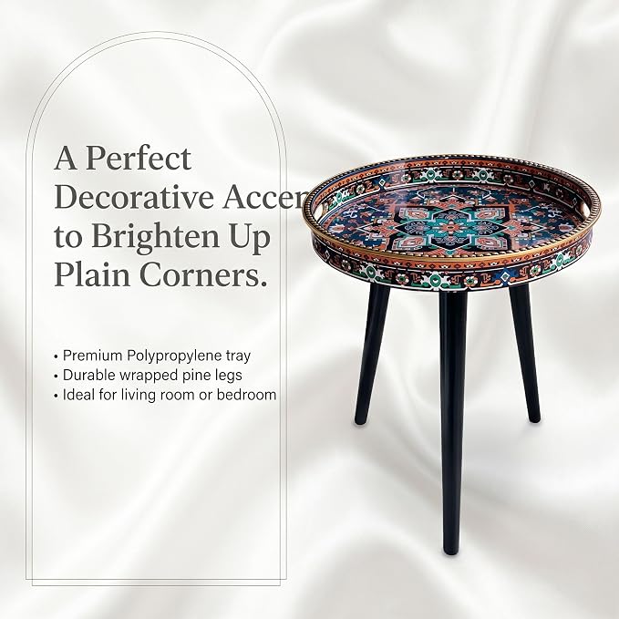 Round Indoor Side Tables with Detachable Wooden 3 Legs, Versatile Tray Table, Perfect for Round Coffee Table Tea, and Relaxation Time 17.7 Inch (Ochre Color)
