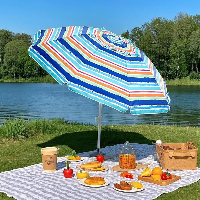 Aohanoi Outdoor Umbrella - Sun Protection, Rain Resistant, Windproof with Manual Open-Close Feature - Ideal for Beach, Camping, and Picnics