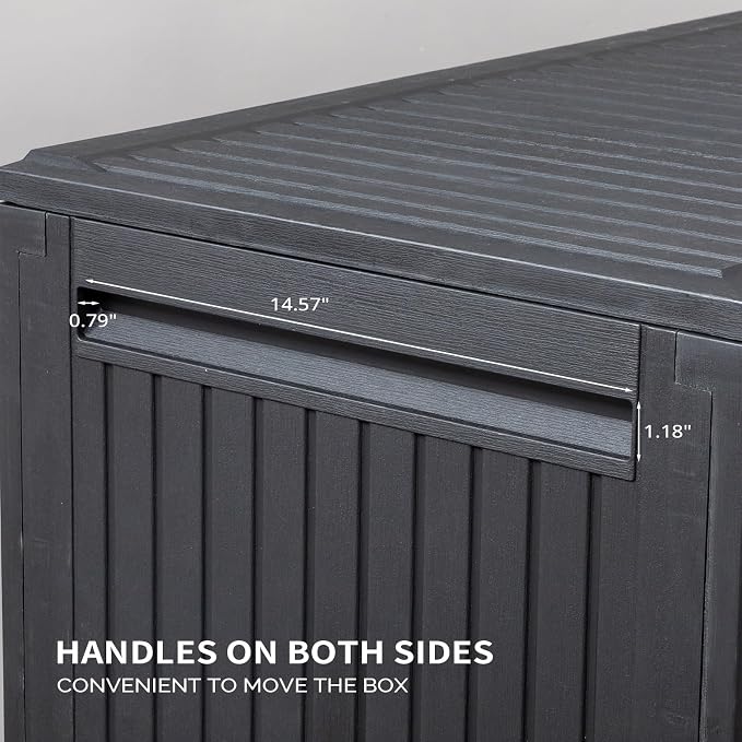 90 Gallon Large Outdoor Storage Box, Indoor and Outside Deck Box with Lockable Design Lids, Waterproof Resin Storage Containers Bin for Garden, Garage, Patio, Poolside, Toy Storage Black