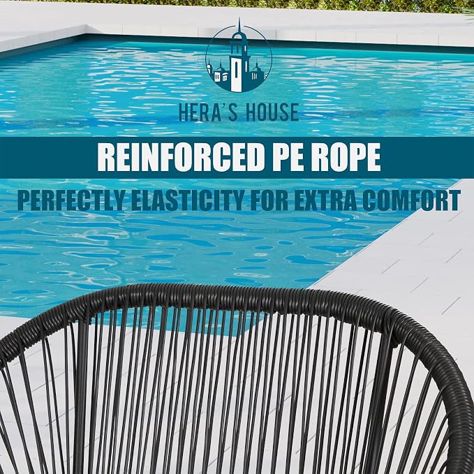 HERA'S HOUSE 3-Piece Patio Furniture Set, Outdoor Wicker Conversation Set w/ 2 Handwoven Cushioned Chairs, Side Coffee Table for Backyard Lawn Porch Poolside Balcony