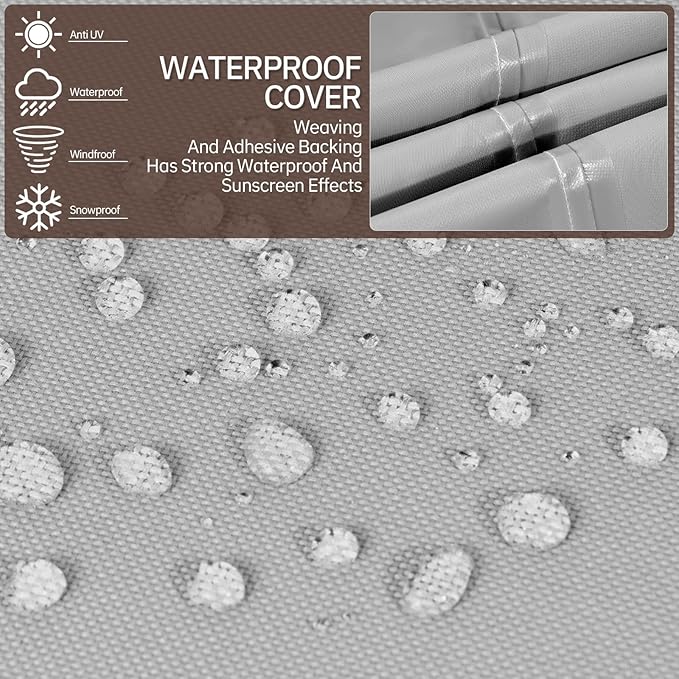 Round Patio Furniture Covers, 84" DIA x 28 H Waterproof Outdoor Furniture Cover for Patio Table & Chair Sets, 600D Heavy-duty UV-Resistant Fade-Proof Protection, Grey & Brown