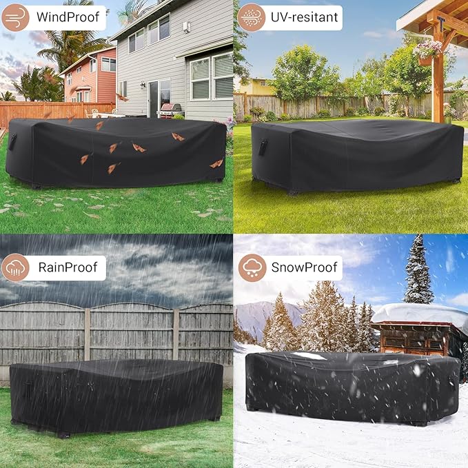 Patio Furniture Set Cover Waterproof, Mrrihand Outdoor Sectional Sofa Set Cover Heavy Duty 600D Table and Chair Set Cover 118" L× 57" W× 28" H