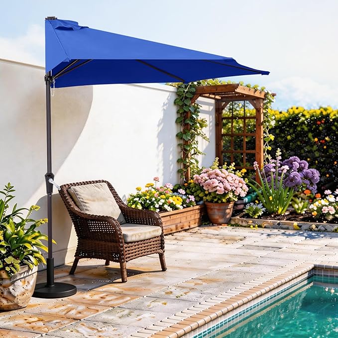 ABCCANOPY Patio Umbrella 11FT - Outdoor Half Umbrellas for Patio, Backyard, Garden, Deck (Blue)