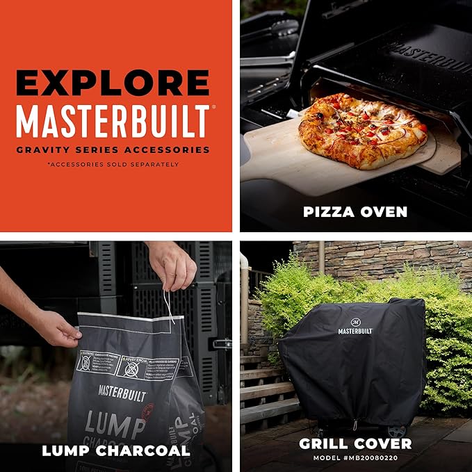 Masterbuilt® Gravity Series® 1050 Smoker Grill - Digital Charcoal Combo Grill with Free App, 1,050 Cooking Square Inches in Black, Model MB20041220