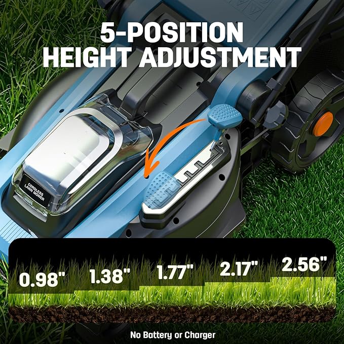 Cordless Electric Lawn Mower 16" Compatible with Makita 18V Battery, 2-in-1 Brushless Push Mower with 5-Position Height Adjustment, Lightweight for Small Yards (Tool Only)