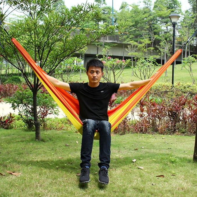 Travel, Summer Nylon Nest Hanging, Sleeping Bed, Lightweight, Parachute, Portable Swing, Double Hammock with, Carabiners Yellow (id: d6d f92 6bf bc3 26e
