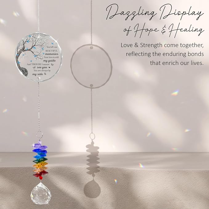 Memorial Suncatcher Ornament Sympathy Gift for Loss of Loved One - Crystal Rainbow Maker - Bereavement Keepsake - Hanging Crystal Decor - Loss of Family Friend Pet