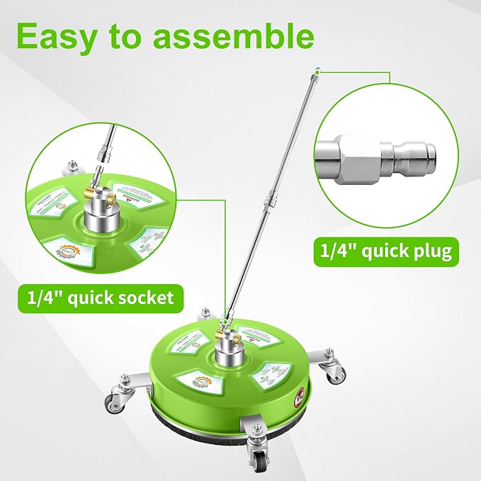 PWACCS 14" Pressure Washer Surface Cleaner, Stainless Steel Surface Cleaner for Power Washer, Pressure Washer Attachment for Cleaning Driveways, Patios, Sidewalks, and Decks, 1/4" Quick Connect
