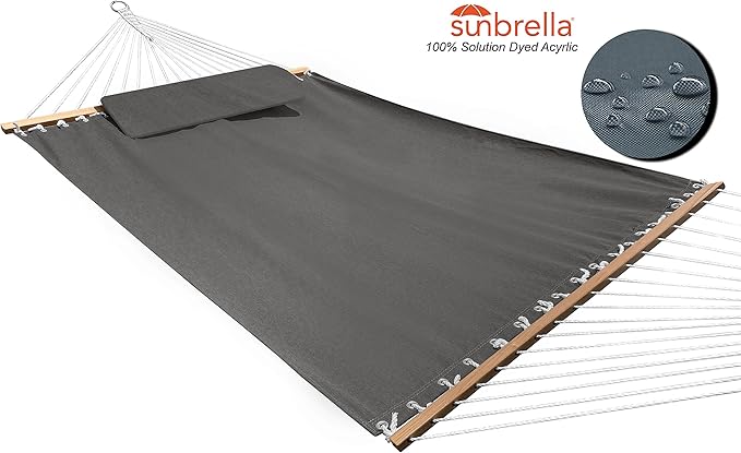 All-Weather Classic Outdoor Hammock with Pillow Deluxe Size Sunbrella® Fabric (Spectrum Graphite (#48030-0000))