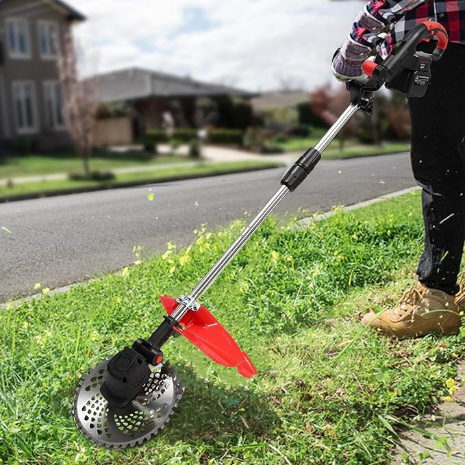 21V Cordless Weed Eater - 4-in-1 Electric String Trimmer/Edger/Brush Cutter, 30000mAh Battery Powered with 2 Li-Ion Batteries & Charger, for Lawn/Yard/Garden (Lightweight)