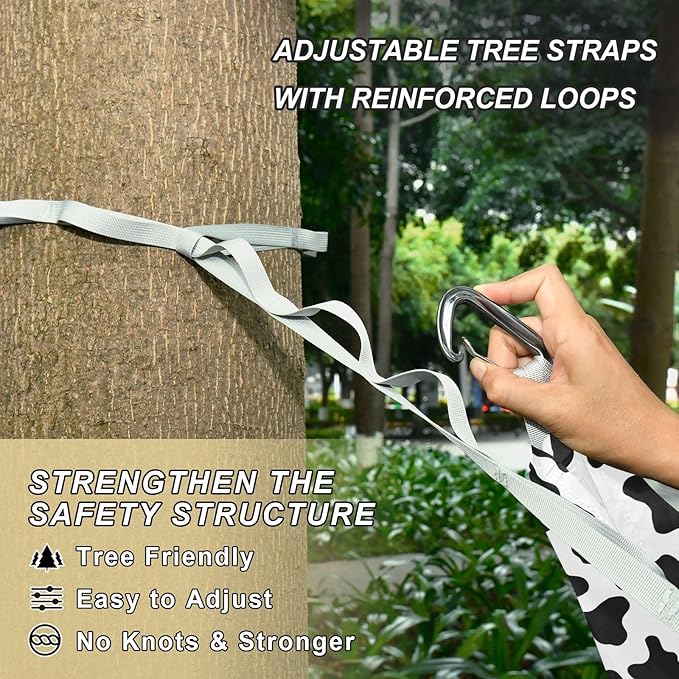 Camping Hammock Outdoor Hammocks for Outside Cow Watercolor Beach Trees Portable Lightweight with Pockets Tree Straps Indoor