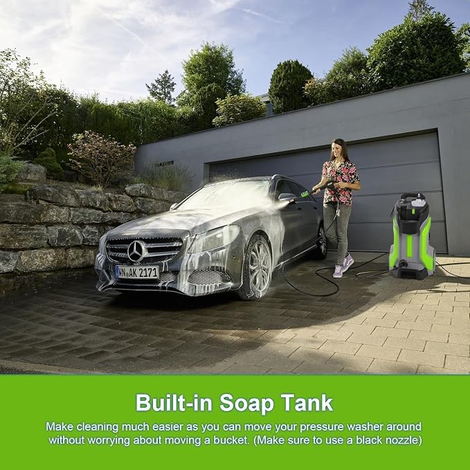 5000 PSI Electric Pressure Washer, 4.0 GPM Heavy Duty Power Washer with 33FT Pressure Hose, 5 Nozzles and Foam Cannon for Home/Cars/Driveways/Patios/Fences,Green