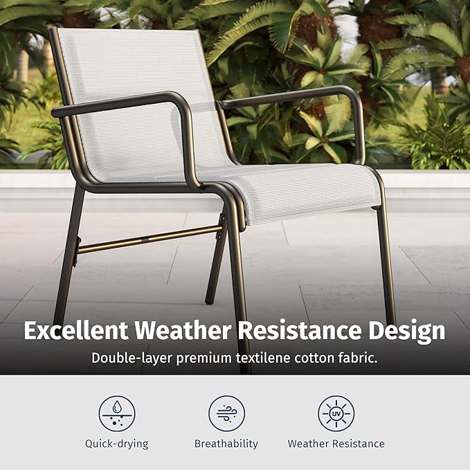 East Oak 4 Seats Outdoor Furniture Set, Waterproof Patio Furniture Set, Patio Loveseat with Coffee Table for Porch or Garden, 4-Piece Patio Conversation Sets for Balcony, Upgrade Grey
