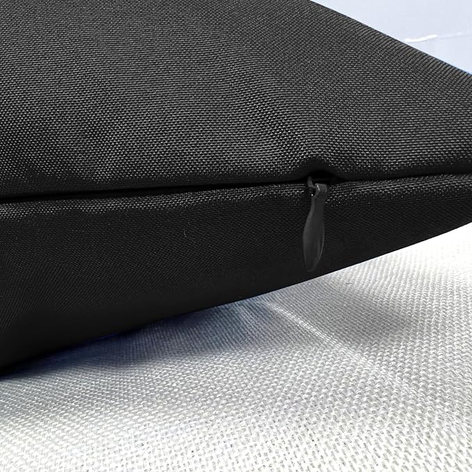 VAKADO Outdoor Waterproof Throw Pillow Covers 16X16 Set of 2 Decorative Black Patio Furniture Cushion Cases Outside Decor for Couch Garden Bench Porch