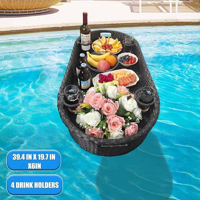 Floating Tray for Pool，Floating Pool Tray, Floating Tray - Floating Pool Table, Ideal for Food & Drinks - Floating Table for Pool - Essential Floating Food Tray for Pool Activities(Oval Big)