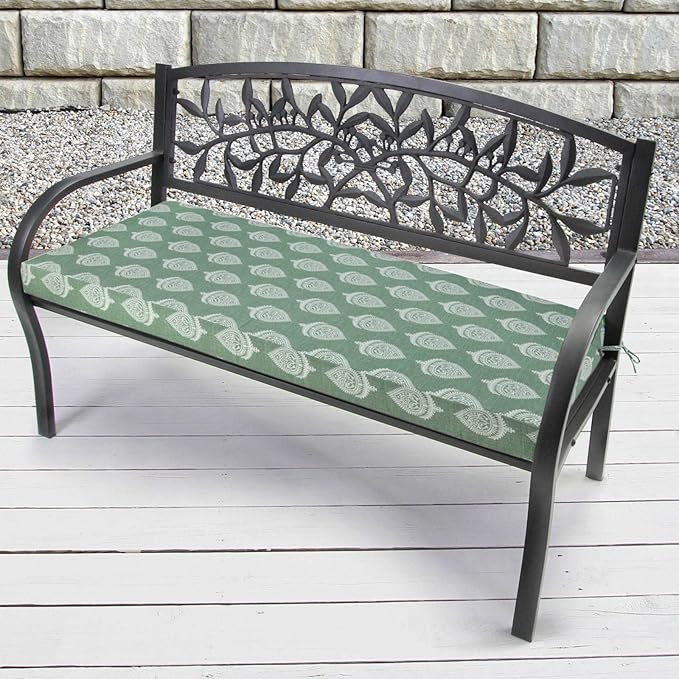 FUNHOME Outdoor Cushion Covers 42" x 18" x 3", No Insert! Patio Covers Replacement for Outdoor Furniture,Water Resistant Patio Bench Loveseat Cushion Covers 1 Pack, Fair Green (Covers ONLY)