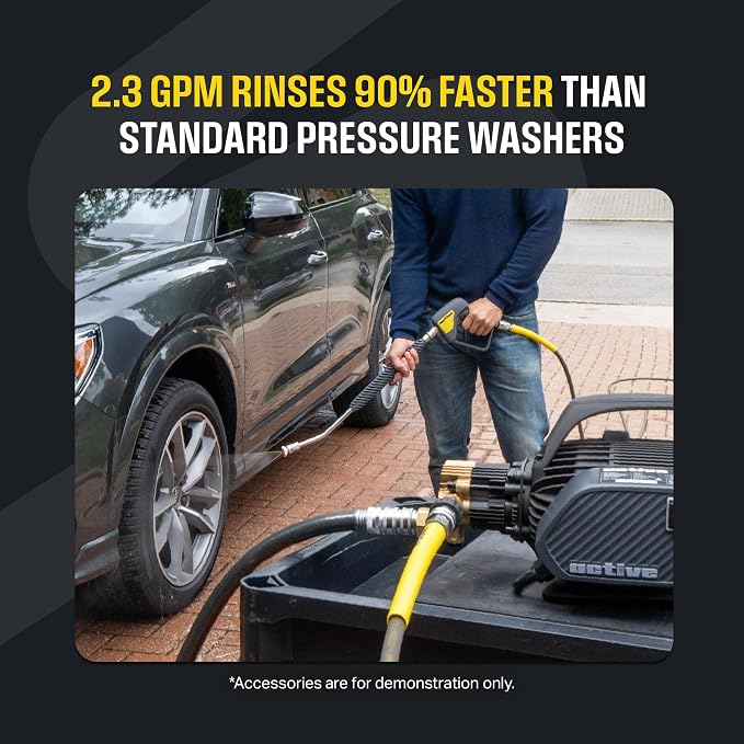 Active 2.3 Electric Pressure Washer –a 2.3 GPM high Pressure Washer for DIY at Home car wash and Professional Detailing and Other Cleaning transformations.