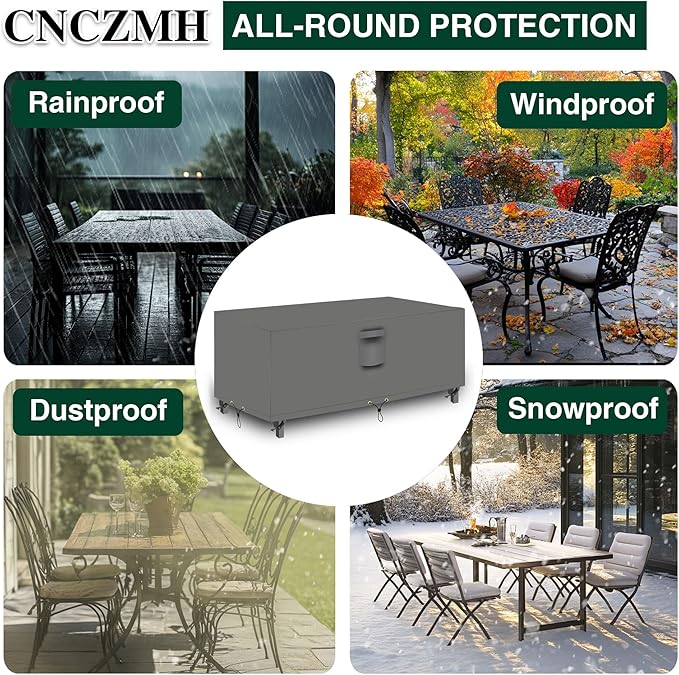 Heavy Duty Patio Furniture Covers Waterproof, 600D Outdoor Furniture Cover Waterproof for Sectional Sofa Couch, Outdoor Dining Table and Chair Set Covers 90''L x 64''W x 28''H, Grey
