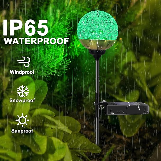 Solar Garden Lights Outdoor, 4 Pack Upgraded Globe Powered Garden Lights, Waterproof Multi-Color Changing LED Stake Lights for Patio Yard Pathway Landscape Decoration