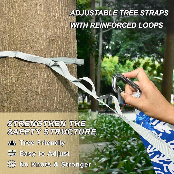Camping Hammock Outdoor Hammocks for Outside Seaweed Kelp Blue Beach Trees Portable Lightweight with Pockets Tree Straps Indoor