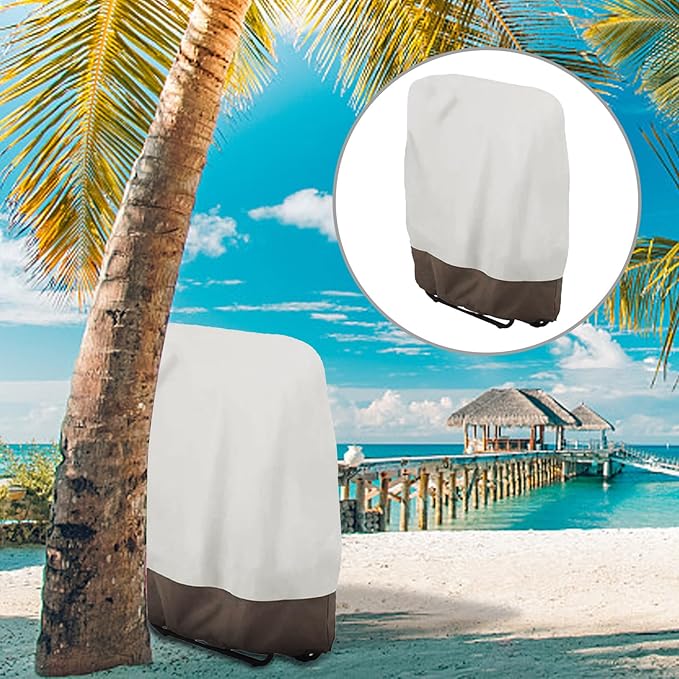 420D Oxford Waterproof UV Resistant Outdoor Zero Gravity Folding Chair Cover Waterproof Dustproof Lawn Patio Furniture Covers All Weather Protection Garden Chairs Cover (Beige+Coffee color)